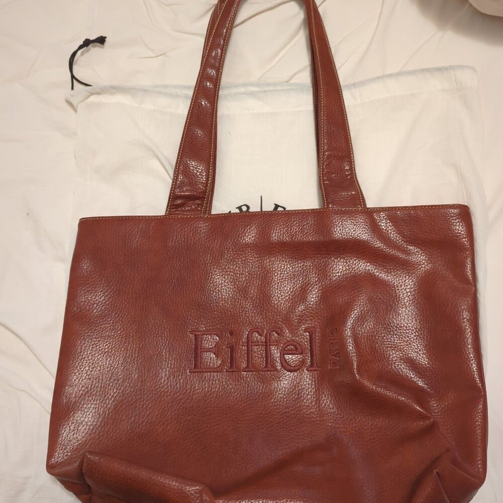 LA Tour Eiffel Paris Large Tote Brown, With Storage Bag